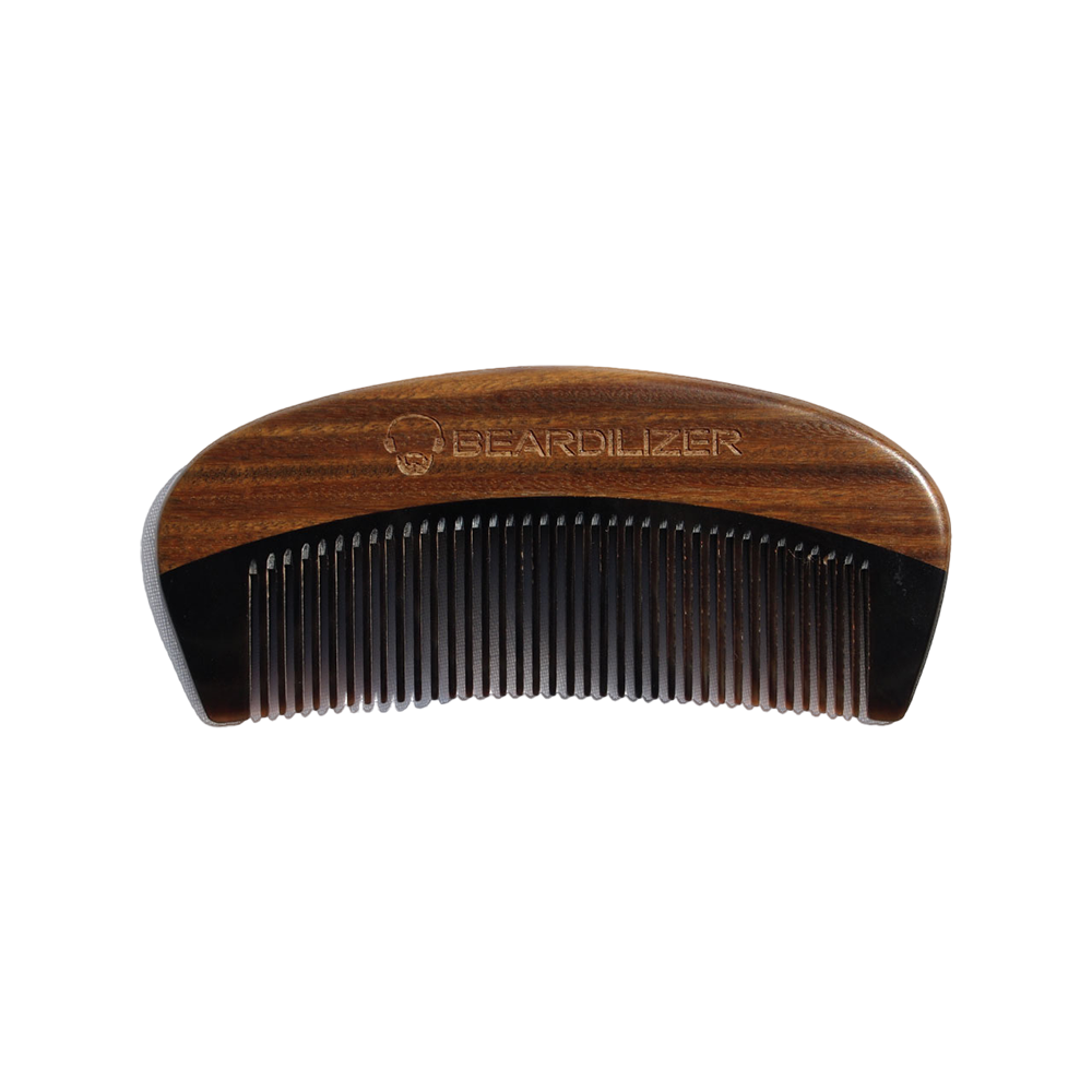 Beard Comb - 100% Natural Black Ox Buffalo Horn & Sandalwood Handle